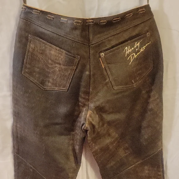 Harley-Davidson Leather Dark Brown Bootcut Pants - Picture 7 of 10